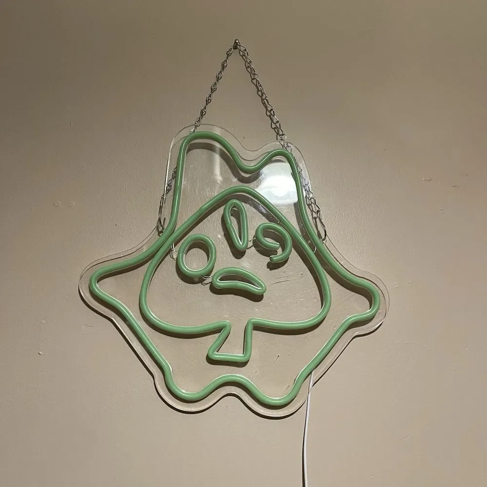 Legend Of Zelda Korok Leaf Mask LED Neon Green Sign 14x14‎ USB Light